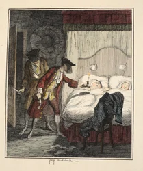 Jack Sheppard et Blueskin dans la chambre de M. Wood, illustration de Jack Sheppard : Un roman de William Harrison Ainsworth, publié en 1839